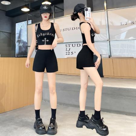 BY12919# 黑色性感高腰西装短裤女夏季小个子显瘦辣妹弹力热裤热裤 服裝批發女裝批發服飾貨源