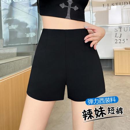 BY12919# 黑色性感高腰西装短裤女夏季小个子显瘦辣妹弹力热裤热裤 服裝批發女裝批發服飾貨源
