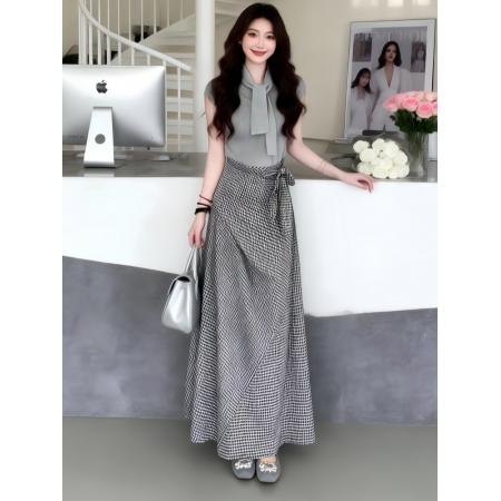 BY12935# 韩系高级穿搭一整套新款夏季法式气质收腰针织上衣长裙两件套 服裝批發女裝批發服飾貨源