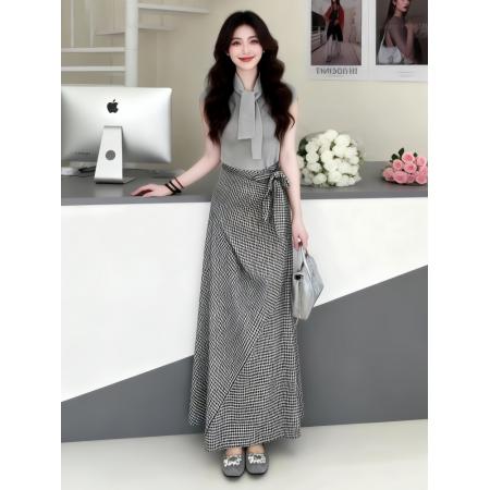 BY12935# 韩系高级穿搭一整套新款夏季法式气质收腰针织上衣长裙两件套 服裝批發女裝批發服飾貨源