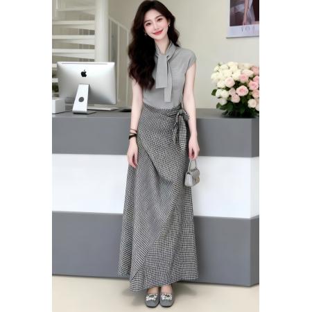 BY12935# 韩系高级穿搭一整套新款夏季法式气质收腰针织上衣长裙两件套 服裝批發女裝批發服飾貨源