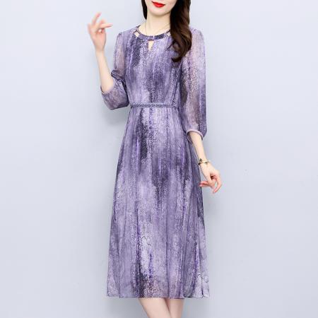 BY12940# 高端洋气气质紫色晕染礼服连衣裙春高端轻奢高级感女装 服裝批發女裝批發服飾貨源