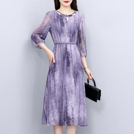 BY12940# 高端洋气气质紫色晕染礼服连衣裙春高端轻奢高级感女装 服裝批發女裝批發服飾貨源