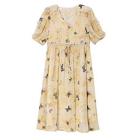 BY12943# 夏季新款时尚气质显瘦遮肚洋气碎花连衣裙 服裝批發女裝批發服飾貨源