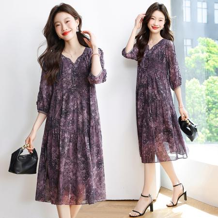 BY12944# 夏季新款优雅气质中长款女装连衣裙 服裝批發女裝批發服飾貨源