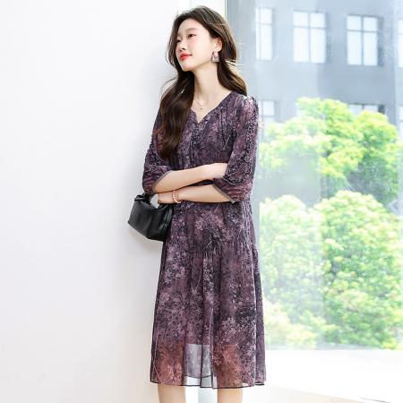 BY12944# 夏季新款优雅气质中长款女装连衣裙 服裝批發女裝批發服飾貨源