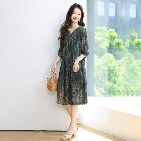 BY12944# 夏季新款优雅气质中长款女装连衣裙 服裝批發女裝批發服飾貨源