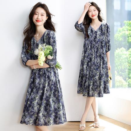 BY12945# 夏季新款优雅气质中长款女装连衣裙 服裝批發女裝批發服飾貨源