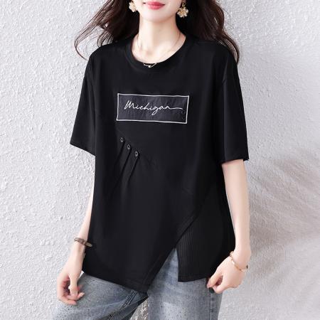 设计感欧货正肩短袖T恤女夏新款...