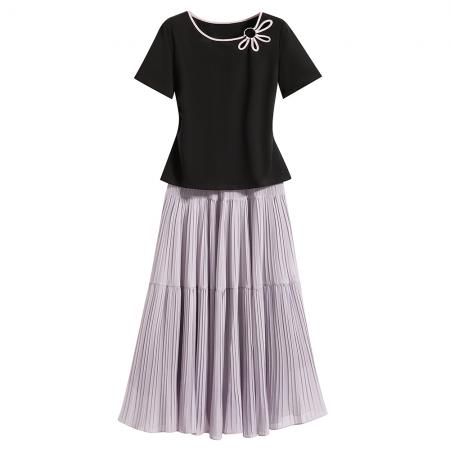 BY12953# 大码胖mm显瘦正肩短袖t恤套装女新款夏季穿搭时尚套装 服裝批發女裝批發服飾貨源