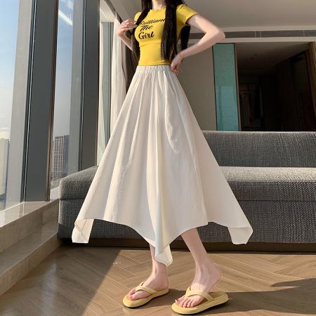 BY12960# 春夏新款新不规则大摆长裙松紧腰A字半身裙 服裝批發女裝批發服飾貨源