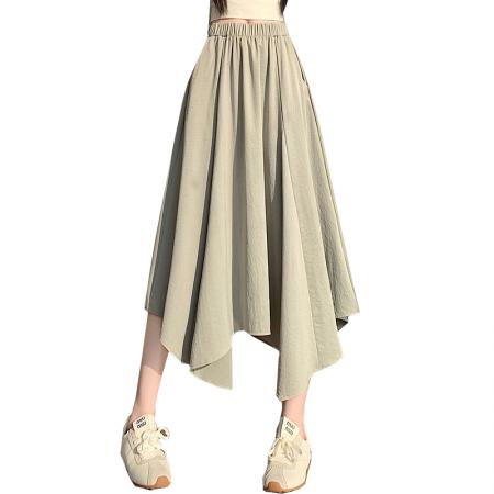 BY12960# 春夏新款新不规则大摆长裙松紧腰A字半身裙 服裝批發女裝批發服飾貨源