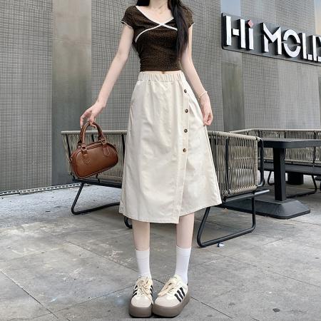 BY12961# 夏季新款阔腿休闲裤松紧腰宽松显瘦百搭阔腿裤裙 服裝批發女裝批發服飾貨源