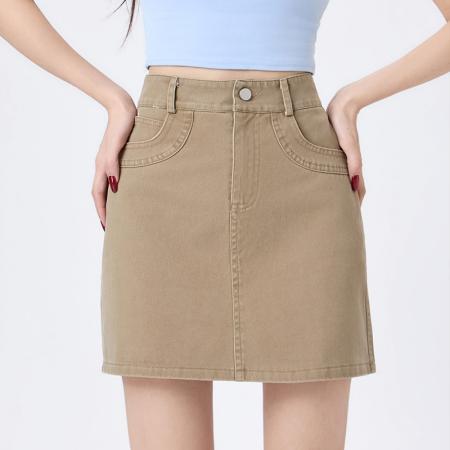 BY12966# 洗水牛仔A字半身裙女春夏新款高腰显瘦包臀防走光短裙 服裝批發女裝批發服飾貨源