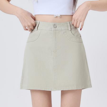 BY12966# 洗水牛仔A字半身裙女春夏新款高腰显瘦包臀防走光短裙 服裝批發女裝批發服飾貨源