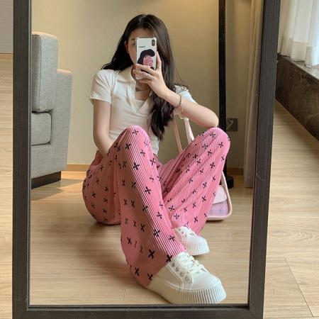 BY13004# 大码裤子百褶高腰显瘦直筒裤子百搭通勤垂感阔腿拖地裤休闲遛弯裤 服裝批發女裝批發服飾貨源