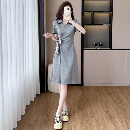 BY13010# 夏季新款胖MM设计感短袖洋气减龄气质连衣裙时尚显瘦裙子 服裝批發女裝批發服飾貨源