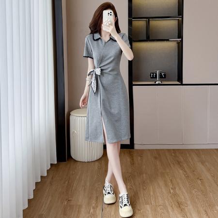 BY13010# 夏季新款胖MM设计感短袖洋气减龄气质连衣裙时尚显瘦裙子 服裝批發女裝批發服飾貨源