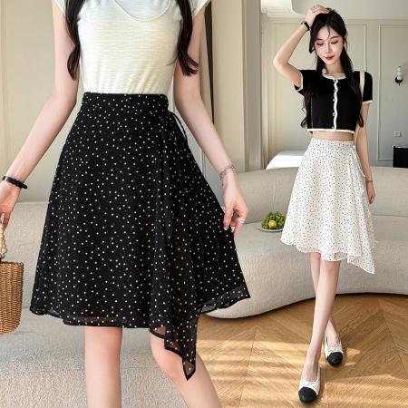 BY13016# 春夏款款甜美波点半身裙女不规则中长款a字裙子 服裝批發女裝批發服飾貨源