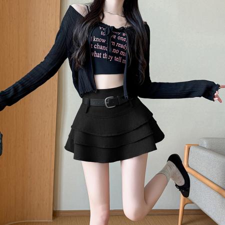 BY13018# 春夏款荷叶边蛋糕半身裙女高腰辣妹a字短裙裤 服裝批發女裝批發服飾貨源