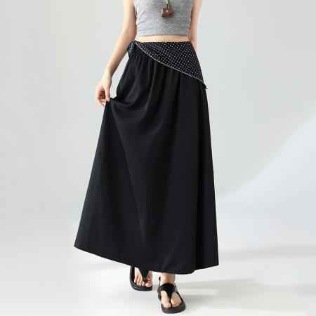 BY13023# 新款韩系简约文艺高腰显瘦日常韩版宽松休闲半身裙女配丝巾 服裝批發女裝批發服飾貨源