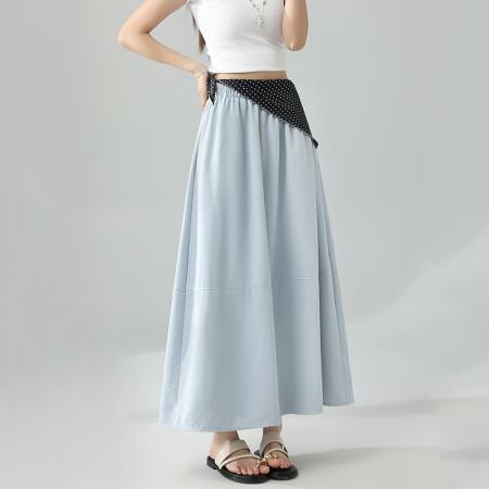 BY13023# 新款韩系简约文艺高腰显瘦日常韩版宽松休闲半身裙女配丝巾 服裝批發女裝批發服飾貨源