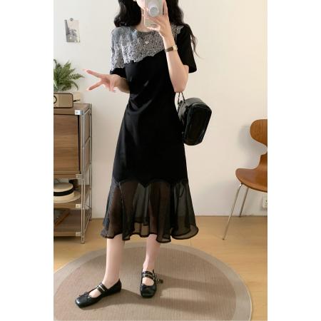 BY13025# 大码女装夏季新款法式气质显瘦简约洋气百搭胖MM连衣裙 服裝批發女裝批發服飾貨源