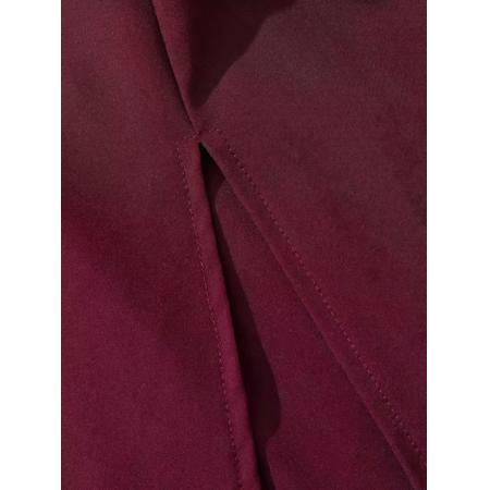 BY13051# 女士时尚优雅纯色V领褶皱收腰开衩设计长袖中长款连衣裙适合约会 服裝批發女裝批發服飾貨源