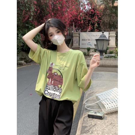 BY13099# 夏季新款时尚印花短袖纯棉T恤女休闲套装显瘦裤子两件套 服裝批發女裝批發服飾貨源