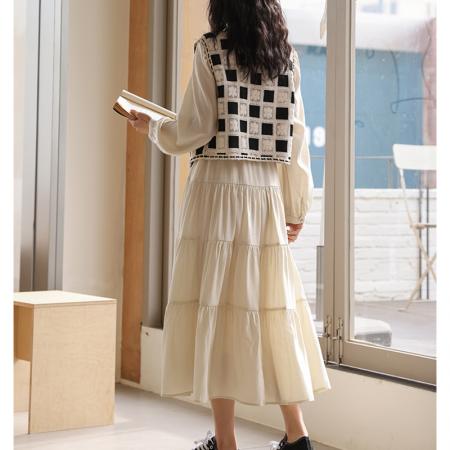 BY13101# 时尚女装连衣裙春季新款法式气质收腰中长款a字裙女 服裝批發女裝批發服飾貨源