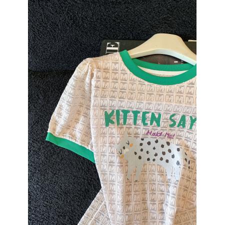 BY13105# 蕾丝泡泡袖T恤女夏季新款小众时尚短袖印花上衣减龄洋气小衫 服裝批發女裝批發服飾貨源