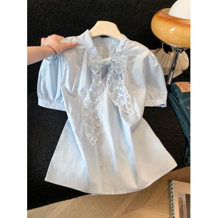 BY13108# 蝴蝶结衬衫女上衣小个子设计感小众高级感独特超好看漂亮小衫 服裝批發女裝批發服飾貨源