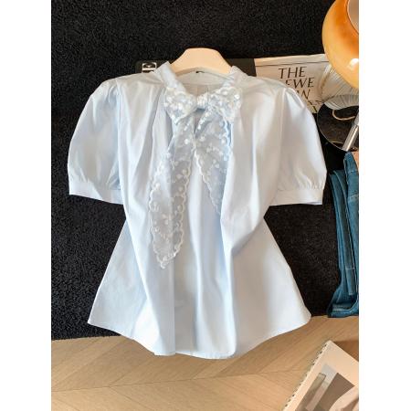 BY13108# 蝴蝶结衬衫女上衣小个子设计感小众高级感独特超好看漂亮小衫 服裝批發女裝批發服飾貨源