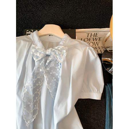 BY13108# 蝴蝶结衬衫女上衣小个子设计感小众高级感独特超好看漂亮小衫 服裝批發女裝批發服飾貨源