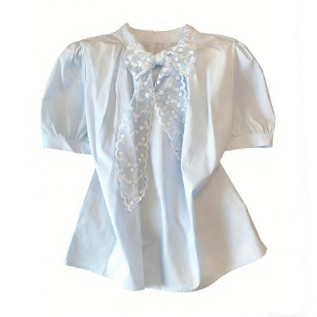 BY13108# 蝴蝶结衬衫女上衣小个子设计感小众高级感独特超好看漂亮小衫 服裝批發女裝批發服飾貨源