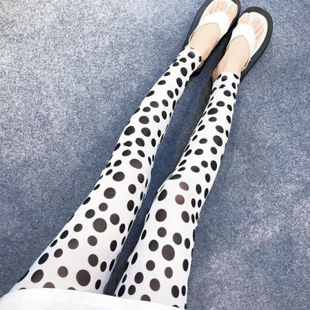 BY13113# 涤纶夏季印花网纱打底裤女大码高腰高弹九分小脚裤百搭防晒防 服裝批發女裝批發服飾貨源