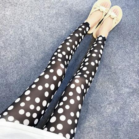 BY13113# 涤纶夏季印花网纱打底裤女大码高腰高弹九分小脚裤百搭防晒防 服裝批發女裝批發服飾貨源