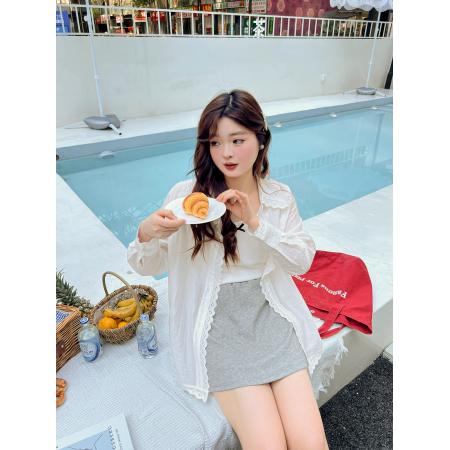 BY13124# 中长款防晒衬衫女夏款新款白色外套上衣气质慵懒风法式小衬衣 服裝批發女裝批發服飾貨源