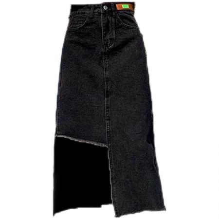 BY13129# 开叉乔小主牛仔裙半身裙女夏季新款高腰分叉中长款包臀裙长裙 服裝批發女裝批發服飾貨源