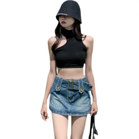 BY13135# 辣妹牛仔短裙女夏季裙裤mm遮肚显瘦a字复古包臀半身裙 服裝批發女裝批發服飾貨源