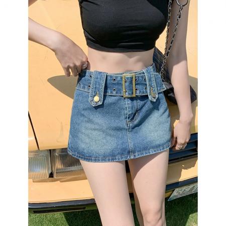 BY13135# 辣妹牛仔短裙女夏季裙裤mm遮肚显瘦a字复古包臀半身裙 服裝批發女裝批發服飾貨源