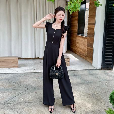 BY13144# 夏季方领时尚系带飞飞袖垂感气质显瘦连体裤 服裝批發女裝批發服飾貨源
