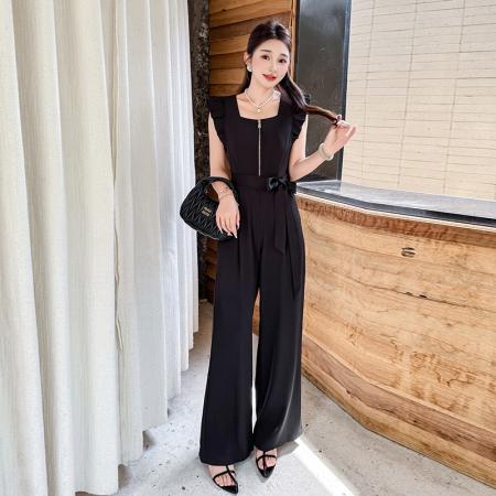 BY13144# 夏季方领时尚系带飞飞袖垂感气质显瘦连体裤 服裝批發女裝批發服飾貨源