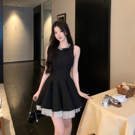 BY13156# 千金风小黑裙连衣裙女夏季高级感生日party小礼裙显瘦无袖背心裙 服裝批發女裝批發服飾貨源