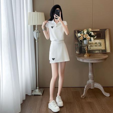 BY13157# 夏新款韩版时尚休闲套装短袖polo领显瘦短裙两件套潮 服裝批發女裝批發服飾貨源