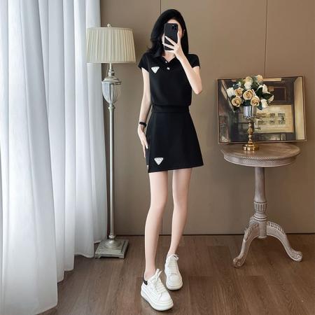 BY13157# 夏新款韩版时尚休闲套装短袖polo领显瘦短裙两件套潮 服裝批發女裝批發服飾貨源