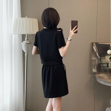 BY13159# 新中式休闲运动套装裙女夏新款时尚气质T恤半身裙两件套 服裝批發女裝批發服飾貨源