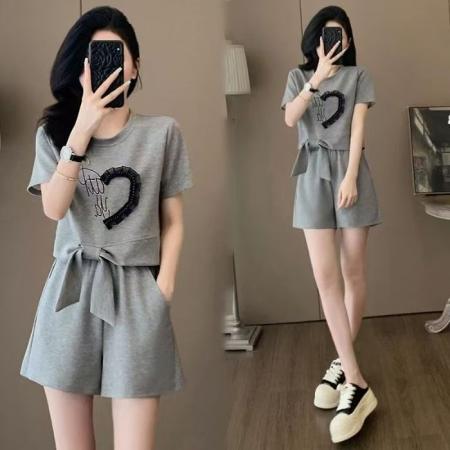 BY13162# 运动套装女夏季新款宽松遮肉休闲减龄炸街短袖短裤两件套 服裝批發女裝批發服飾貨源