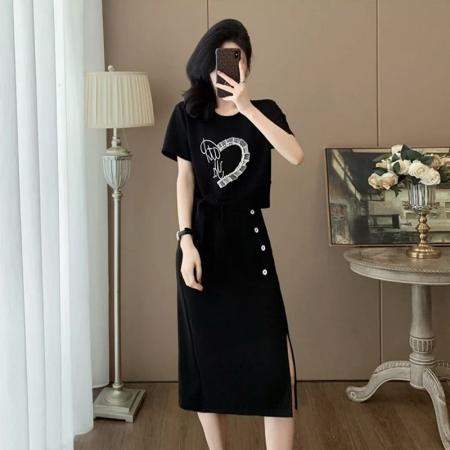 BY13163# 休闲时尚套装裙夏季女显瘦气质洋气韩版上衣半身裙两件套 服裝批發女裝批發服飾貨源