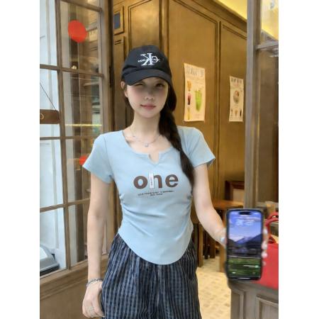 BY13168# 夏装新款胖MM修身显瘦简约风百搭短袖T恤上衣大码女装 服裝批發女裝批發服飾貨源